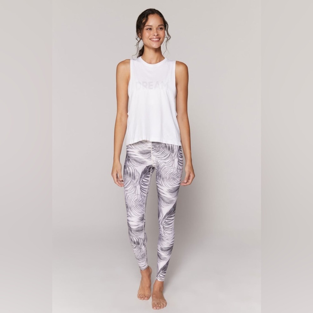 SPIRITUAL GANGSTER INTENT 7/8 HIGH WAIST LEGGING PALM grey white Small